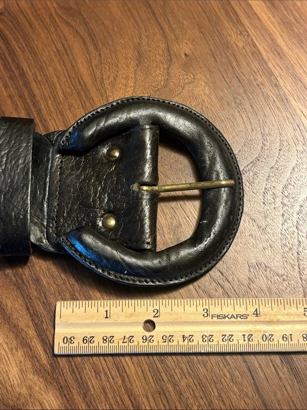 Vintage Leather Braided Waist Belt with Round Buckle - Black